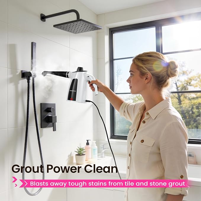 Pressurized Handheld Steam Cleaner, 12Pcs Portable Deep Cleaning Steamer | Natural Deep Cleaning, Multi-Purpose for Home, Grout, Kitchen, Car, Window, Upholstery, Bathroom and Clothes