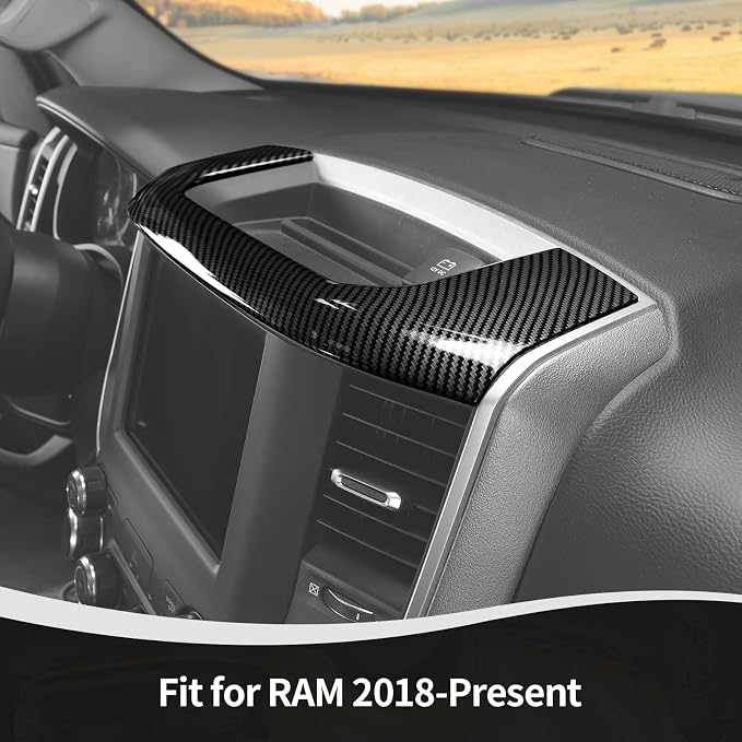 for RAM Center Dashboard Storage Bin Trim Cover Fit for RAM 2018-Present Black Carbon Fiber Interior Accessories