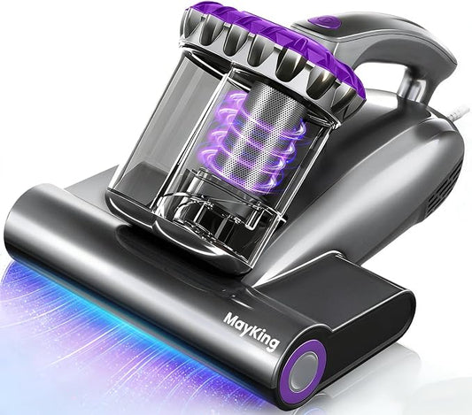 Mayking Mattress Vacuum Cleaner with UV-C for Bed Deep Clean, Model MV02 | 16kPa Bed Vacuum, 33000RPM Tapping, Ultrasonic & 149℉ Heat, HEPA Filter & Dual Cup, Clean Gift for Family, Pets, Sofa