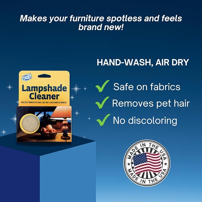 Sparkle Plenty Dry Magic Lampshade Cleaner Sponge, Lamp Shade Duster | No Liquid Dust Removal for Fabric Shades, Window Blinds, Upholstery, Ceiling Fans, Chemical Free Block Lifts Grime
