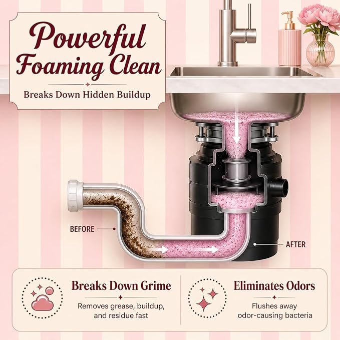Glory Days Garbage Disposal Cleaner and Deodorizer Tablets | Foaming Citrus Drain Freshener, Sink Odor and Grease Buildup Remover, Septic Safe, Plant Based, Plastic Free