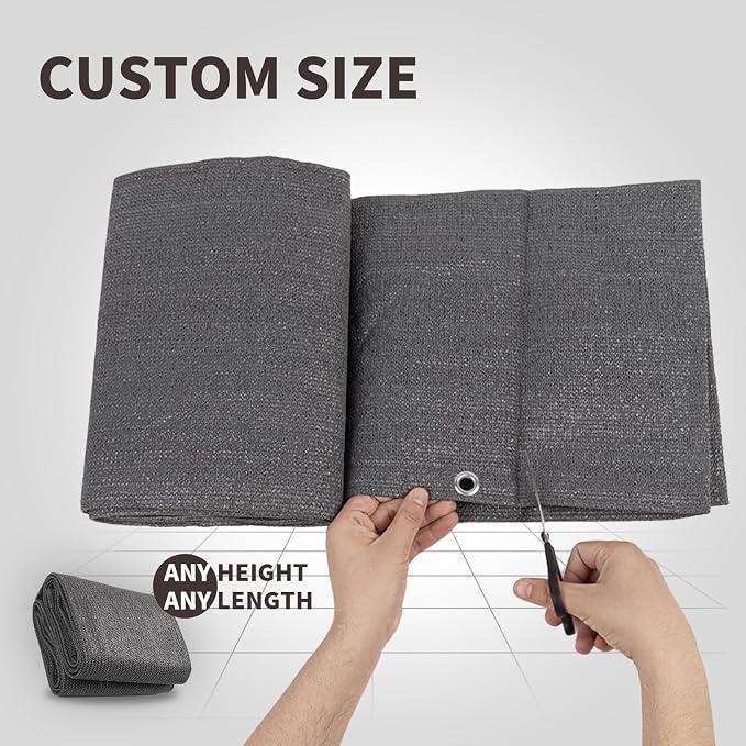 LOVE STORY Custom Size 3.3' x 13' Balcony Privacy Screen Cover, Dark Grey | HDPE Fabric, 95% UV Block, Fence Screen for Patio, Railing Cover for Apartment, Privacy Protective, Custom Size Available
