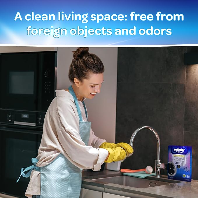 Garbage Disposal Cleaner and Deodorizer Tablets - Kitchen Sink Cleaner and Deodorizer, Septic Safe, Lemon Scent, Removes Odor-Causing Residues (24 Pack)