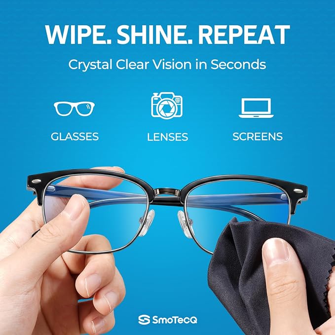 12 Pack Microfiber Lens Cleaning Cloths – Ultra-Soft, Scratch-Free Eyeglass Cloths for Glasses, Screens & Cameras – 7×6 in, Assorted Colors