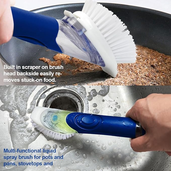 CELOX Dish Brush with Soap Dispenser, Soap Dispensing Brush with Handle