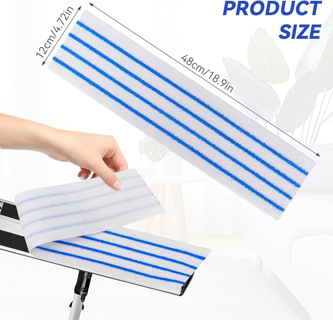 Replacement Disposable Microfiber Pad Fit for Rubbermaid Quick Connect Mop System - 50 Pack Wet & Dry Commercial Cleaning Refills with Scrubbing/Scouring Stripes Fit for Any Flat System 17 and 18 Inch