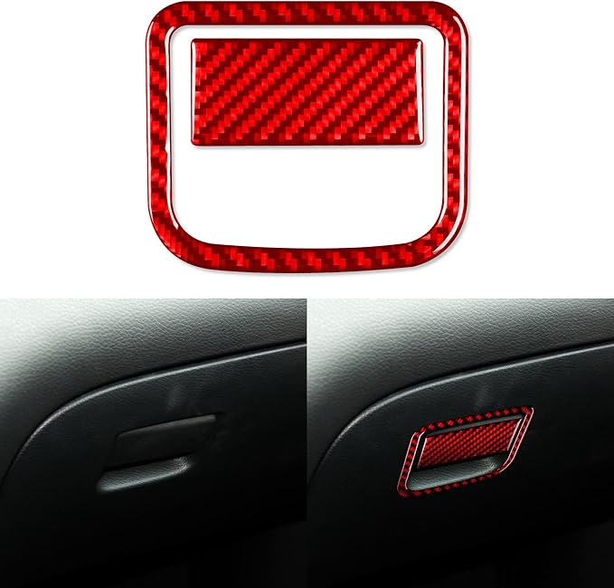 Red Real Carbon Fiber Trim for Nissan Rogue Accessories | for 2014-2020 / Rogue Sport 2017-2022 Glove Box Switch Handle Sticker Interior Thick Overlay Decal