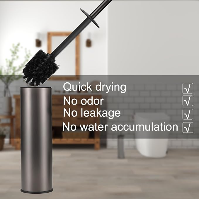Toilet Brush and Holder Set Premium Material Toilet Bowl Cleaner Free Standing Toilet Bowl Brush and Holder 1pack Gun Grey