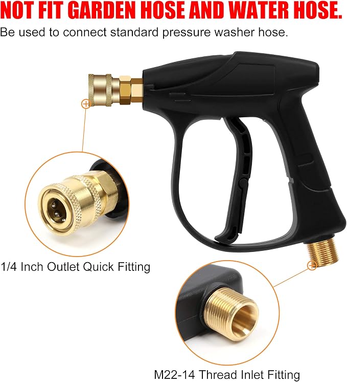 BEETRO High Pressure Washer Gun 4350PSI, Car Washer Gun with 5 Nozzles and M 22 Brass Coupler for Pressure Power Washers