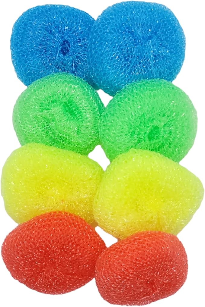 Handy Housewares Durable Non-Scratch Nylon Scouring Pads | Round All-Surface Cleaning Pads | Multi-Use Kitchen Scrubbers | Safe for Non-Stick Cookware | 24-Pack Random Colors