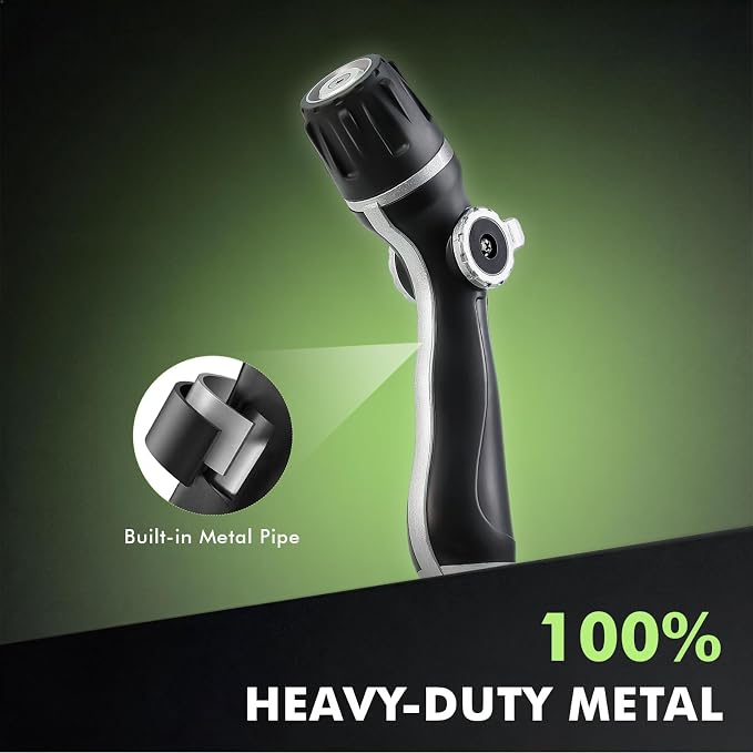 RESTMO Garden Hose Nozzle, Heavy Duty Water Hose Sprayer Nozzle for Outdoor | Metal Spray Nozzle, Adjustable Thumb Control, 3 Patterns, Jet | Rinse | Cone, Leak-proof, Ideal for Lawn & Plant & Car, Black