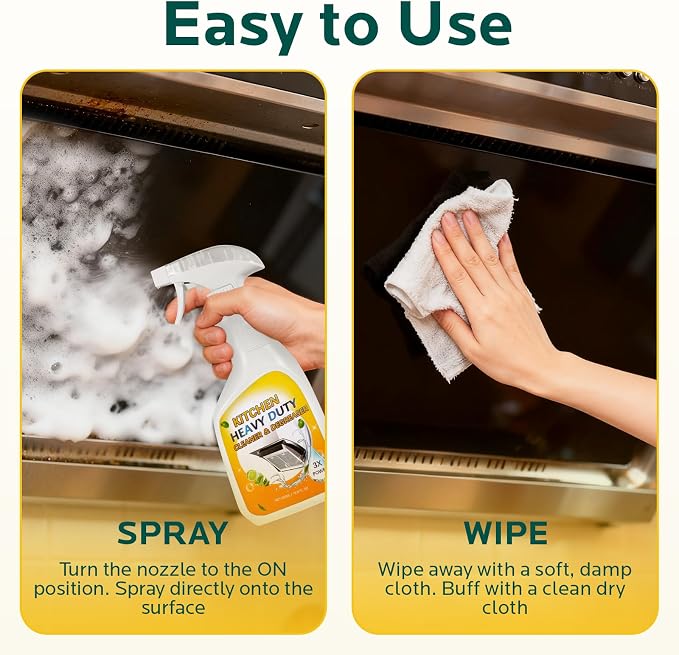 Degreaser Cleaner Heavy Duty Spray: Foaming Kitchen Cleaner Spray Cuts Through Baked-On Grease on Ovens Stove Tops Grills - Clean Up Kitchen Oil Stains Spray for Multi-Surface Cookware & Countertop
