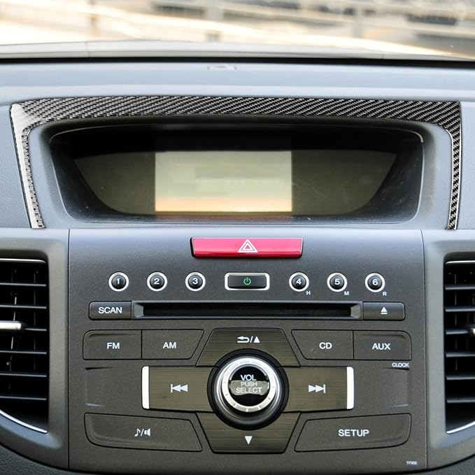 Real Carbon Fiber Trim for Honda CRV Accessories | for CR-V 2012 2013 2014 2015 2016 Central Console Navigation Display Panel Cover Sticker Interior Thick Overlay Decal