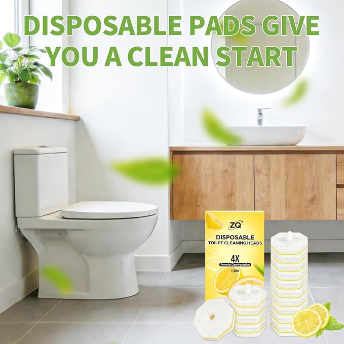 60 Count Toilet Brush Refills for Clorox and Most Named Wand, Lemon Scent | Disposable Toilet Brush Heads, Toilet Bowl Cleaner, Pre-Loaded Cleaning Formula, Lemon Scent, Bathroom Cleaning Supplies