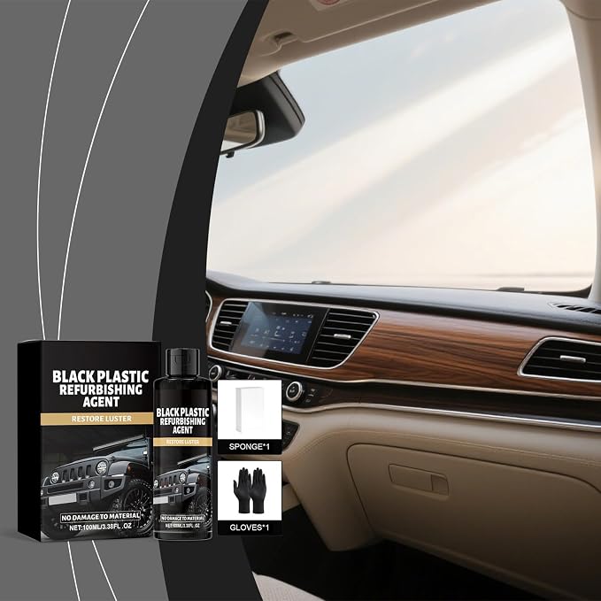 Trim Restorer 100ml Detailing | Oxidation Remover with Gloves and Sponge for Detailing Restoration Shine Interior Black Trim Dashboard
