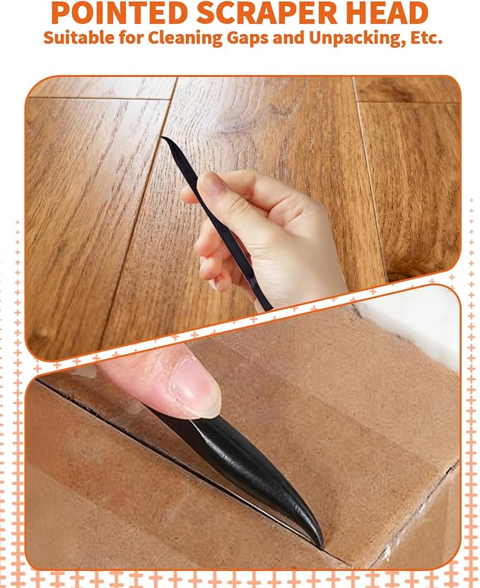15 PCS Carbon Fiber Plastic Scrapers Tool, Non-Scratch Scraper Tool for Tight Spaces, Multi-Purpose Label Scraper Pen-Shaped, for Car Cleaning Supplies, Kitchen, Crevices, Stains (Black)