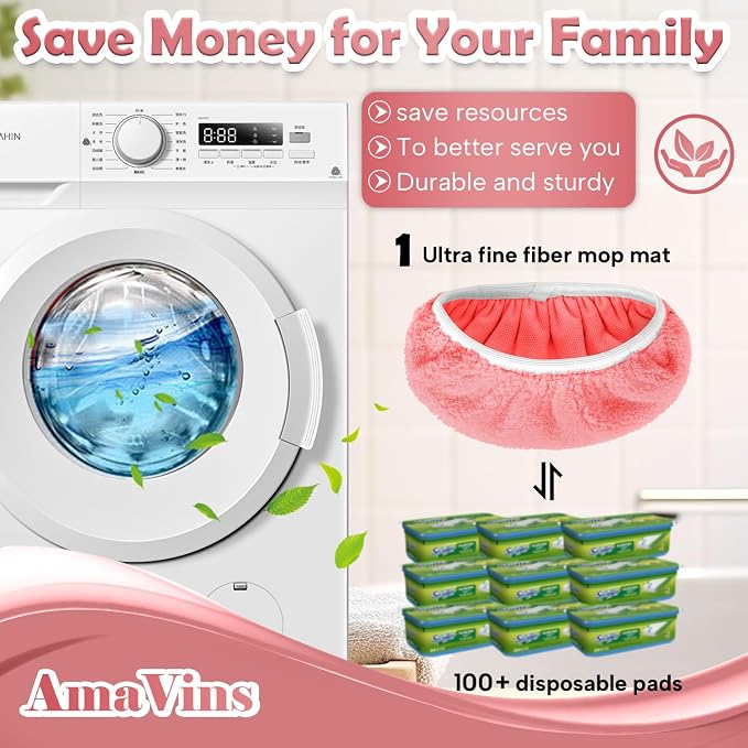 AmaVins 5 Pack Reusable Microfiber Mop Pads Compatible with Swiffer Sweeper, Wet and Dry Flat Cover, Washable Pads for Surface/Hardwood Floor Cleaning (Mop is Not Included)