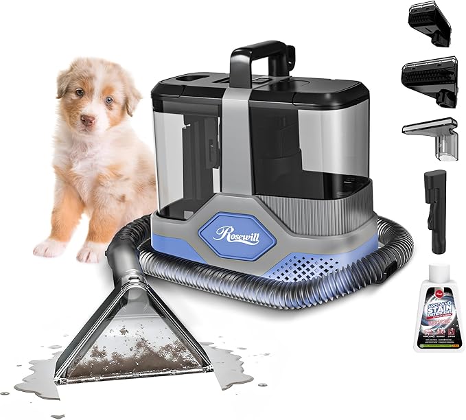 Rosewill Multi-Purpose Portable Carpet and Upholstery Cleaner with 74.4 oz Large Water Tank, Self Cleaning, Powerful Suction 17 KPa Spot Cleaner, 600W Motor, 4 Tools for Pets, Car, Couch and Stairs
