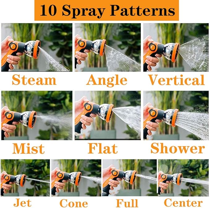 Garden Hose Nozzle Spray Nozzle,10 Hose Metal Duty Watering Patterns Thumb Control On Off Valve, High Pressure Nozzle Sprayer for Watering Plants, Car Wash,Cleaning,Showering Pets Blue