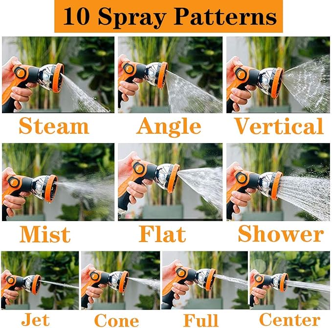 Garden Hose Spray Nozzle,10 Hose Metal Duty Watering Patterns Thumb Control On Off Valve, High Pressure Nozzle Sprayer for Plants, Car Wash,Cleaning,Showering Pets