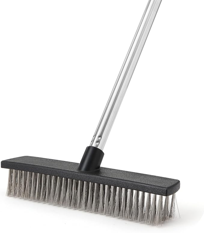 Yocada Stainless Steel Wire Scrub Brush with 65" Long Handle Heavy Duty | Outdoor Wire Metal Brush Scrubber Broom for Deck Crack Patio Pavement Sidewalk Driveway Moss Remover