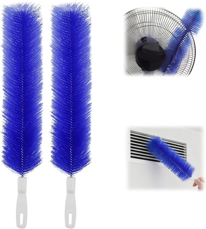 Bendable Microfiber Head, 2026 Fan Cleaner Brush, Washable Reusable Dust Remover for Fans, Air Conditioning, Curtain, Car Vents (Blue 2pcs)