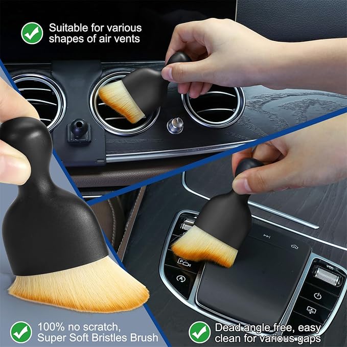 Fitosy Car Interior Duster Detail Brush Cleaning Gel Kit, Dust Remover | Slime Putty Cleaner Soft Detailing Brushes Car Accessories Essentials Supplies Tools for Men Women, Auto Truck SUV RV