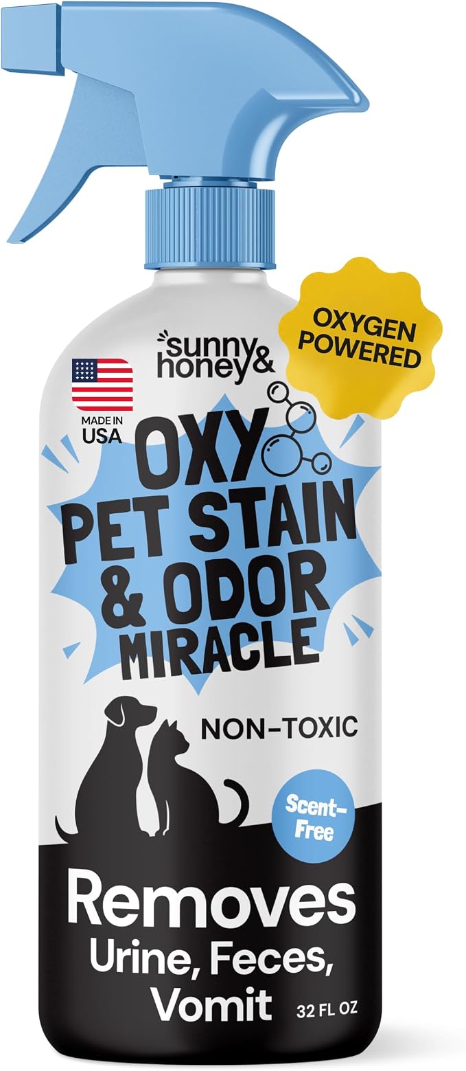 Sunny & Honey Oxy Stain Remover Cleaner Spray, Unscented, (32 fl oz) | Instant Stain & Odor Removal - Residue Free - Color Safe - Solution for Mattresses, Fabrics, Rugs, Carpets & Furniture
