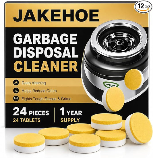 XL Foaming Garbage Disposal Cleaner and Deodorizer, Lemon Scent Kitchen Sink & Drain Odor Eliminate Tablets, Break Down Grease Buildup, Residue & Grime,12 Pack for Monthly Maintenance, Septic Safe