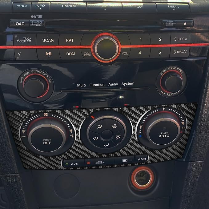 Real Carbon Fiber A/C Control Stickers Fit for Mazda 3 2004-2009 | Trim A/C Control Panel Decorations | Accessories | Thick Overlay