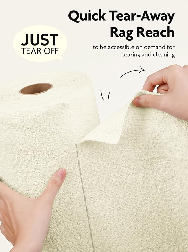Fantasticlean Microfiber Cleaning Cloth Roll- 30 Sheets, 12" x 12" (Beige) | Super Absorbent, Lint-free, Tear-away Microfiber Towel Roll, for All-Purpose Cleaning, Reusable Alternative to Paper Towels