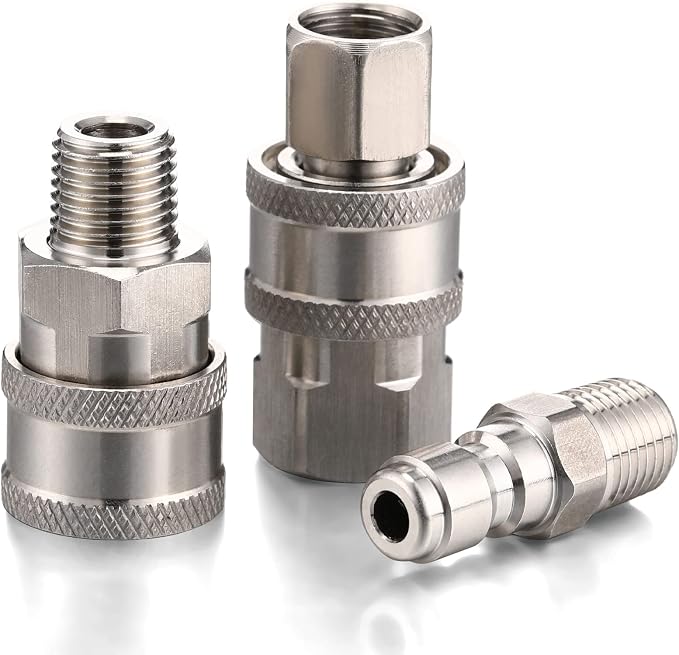 4 Sets NPT 1/4 Inch Pressure Washer Coupler Quick Connect Plug Male Female 1/4 Quick Connect Fittings Pressure Washer Adapters Accessories(Internal Thread, External Thread)