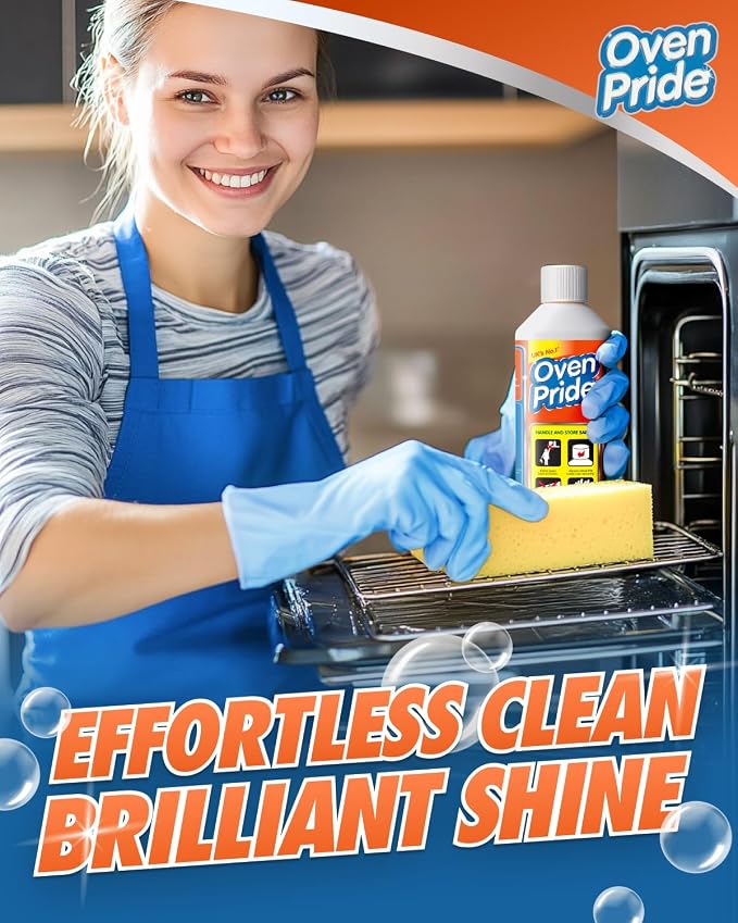Oven Pride Oven Cleaner - 500ml Complete Oven Cleaning Kit with Safety Gloves & Cleaning Bag - Cleans First Time - Oven Cleaner Heavy Duty - Degreases Oven Without Scrubbing