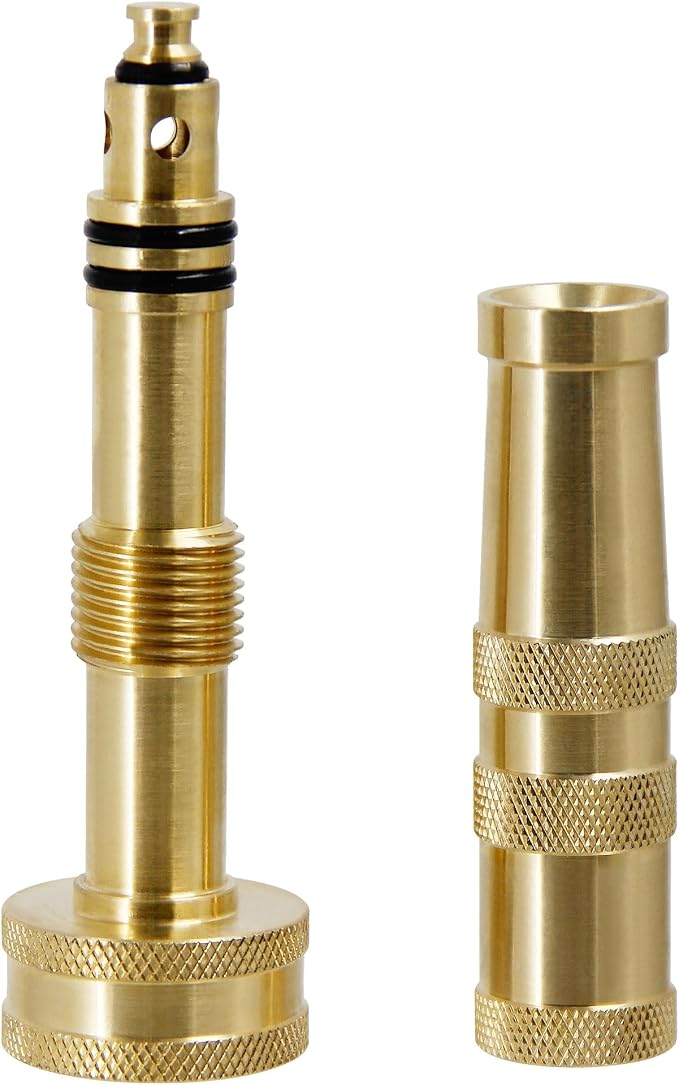 Triumpeek Solid Brass Hose Nozzle, 4 Pack 4"L Heavy Duty Brass Garden Hose Nozzle with 8 Rubber Washers