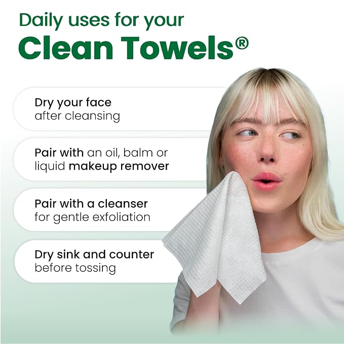 CLEAN SKIN CLUB Sensitive Skin Clean Towels® XL, Ultra-Soft Disposable Face Dry Wipes Infused with Aloe & Glycerin, XL - 2 Pack (100 count)