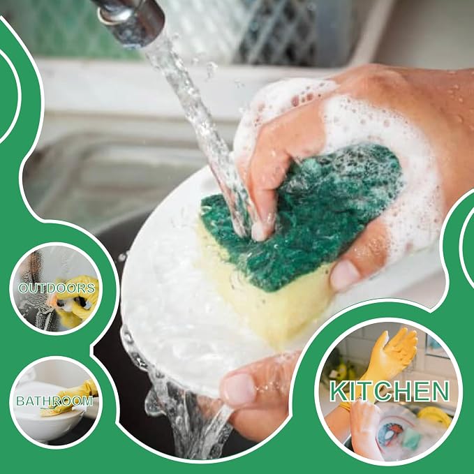 24 Pack Kitchen Cleaning Sponges,Scrub Sponges,Non-Scratch Scrub Dish Sponge Safe on Non-Stick Cookware,Stink-Free Cleaning Supplies for Pots, Pans