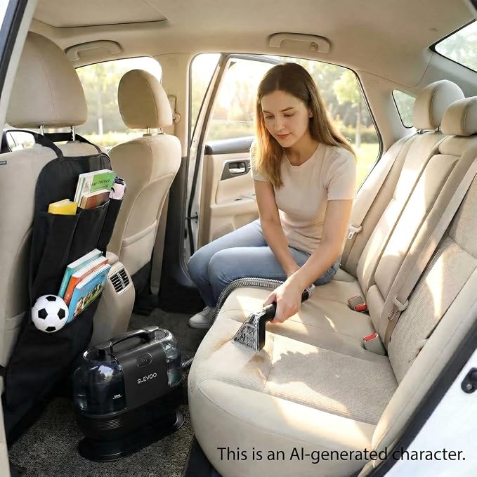 Slevoo Portable Carpet Cleaner, 500W 20Kpa Upholstery Cleaner Machine | Handheld Spot Cleaner for Pet Stains, Carpet, Car Interiors, Stair, Lightweight 7.27lbs, 42oz Large Dual Tank, Dark Gray