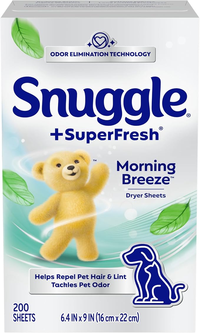 Snuggle SuperFresh Dryer Sheets, 200 Count, Morning Breeze