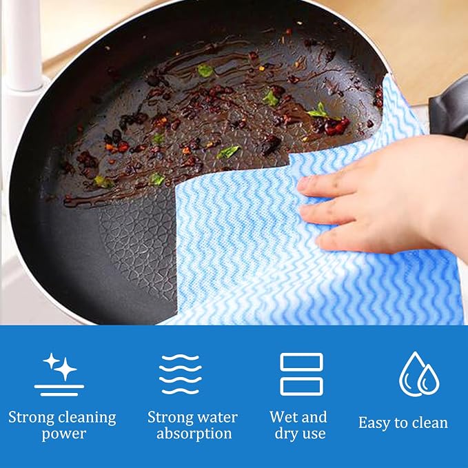 Disposable Dish Cloths Disposable Cleaning Towels 50 Pack Heavy Duty Reusable Disposable Kitchen Cleaning Cloths for Kitchen, Bathroom, Household Cleanings