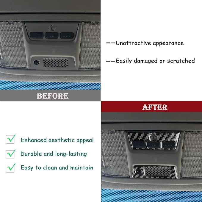 Real Carbon Fiber Trim for Honda Accord Accessories | for 2003 2004 2005 2006 2007，Reading Light Switch Button Panel，Interior Dash Panel，Thick Overlay Sticker Decal