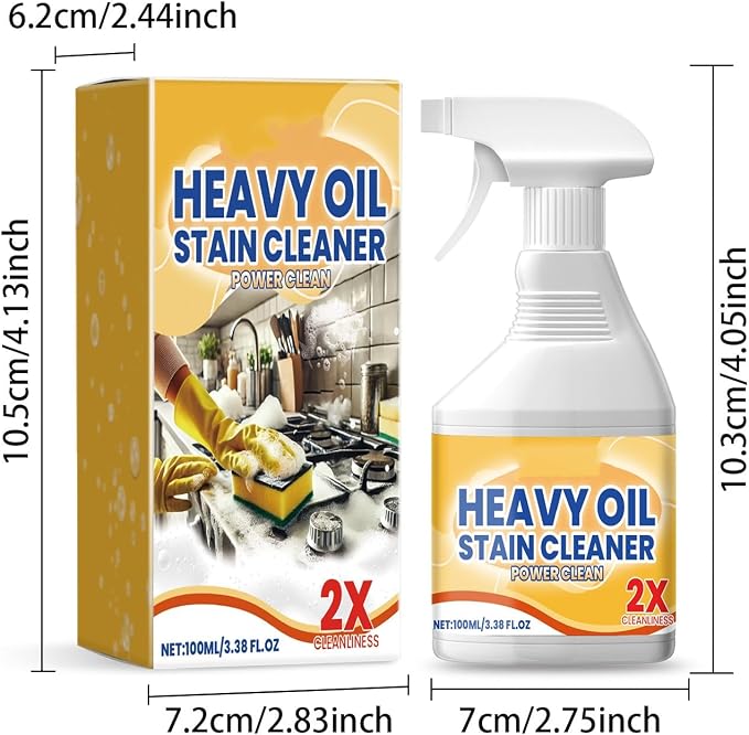 Kitchen Heavy Oil Cleaner Spray,100ML All Purpose Kitchens Heavy Oil Cleaning Agent, Grease Remover, , Multipurpose Kitchen Cleaner Spray for Countertops,stovetop , Ovens and Appliances (100ML-2PC)