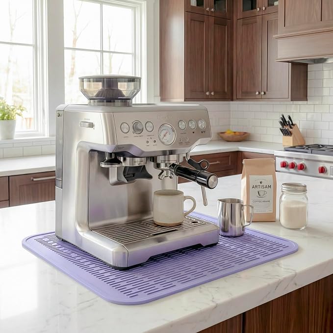 MicoYang Silicone Dish Drying Mat for Multiple Usage,Easy clean,Eco-friendly,Heat-resistant Silicone Mat for Kitchen Counter or Sink,Refrigerator or Drawer Liner Light Purple XL 18 inches x 16 inches