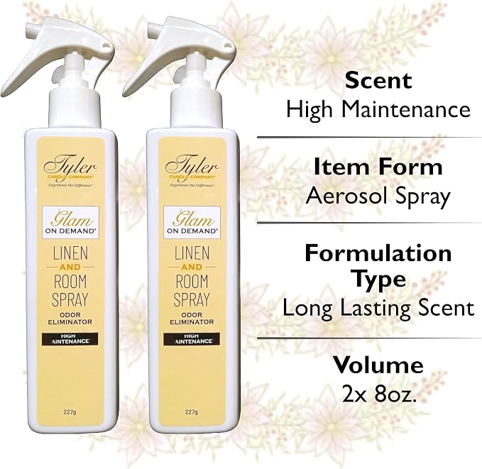 Tyler Glam on Demand - High Maintenance Scent Linen and Room Spray 2 Pack - Air Freshener and Odor Eliminator Bundle with Stain Remover Pen - Laundry Bundle