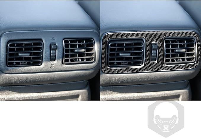 Real Carbon Fiber Trim for Infiniti Accessories | for G35 G37 X S 2007 2008 2009 2010 Convertible Center Rear Air Vent Outlet Frame Interior Thick Overlay Decal - B