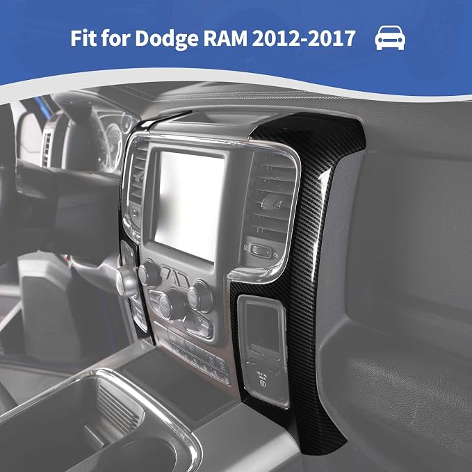 RT-TCZ for RAM Carbon Fiber Center Console Dashboard Air AC Vents Trim Cover for Dodge RAM 2012-2017 ABS Interior Accessories 2pcs