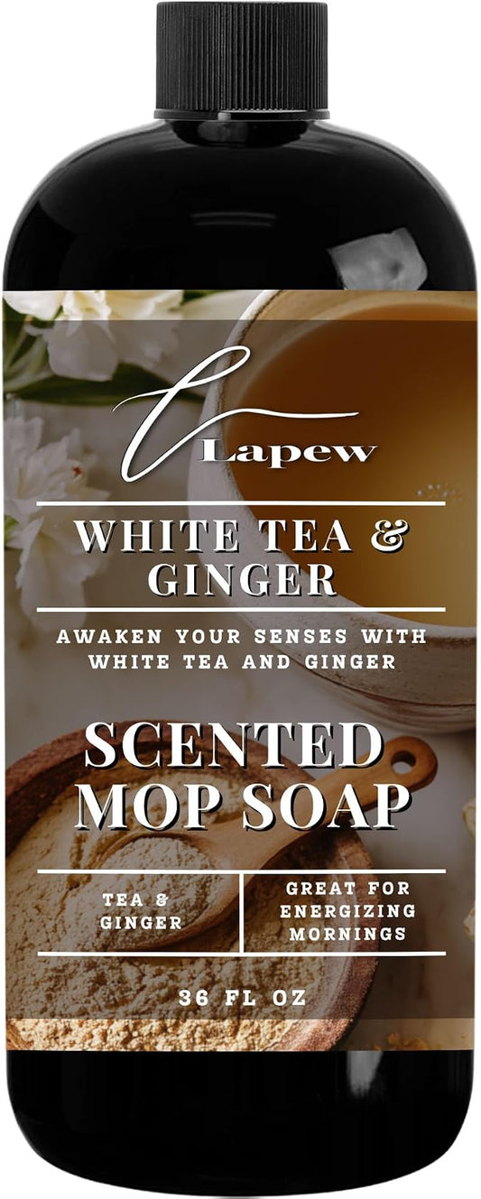 Lapew White Tea & Ginger Scented Mop Soap - Luxury Floor Cleaner Concentrate for Mopping Tile, Laminate, Vinyl & Hardwood | Streak-Free, Low-Foam | 36 oz
