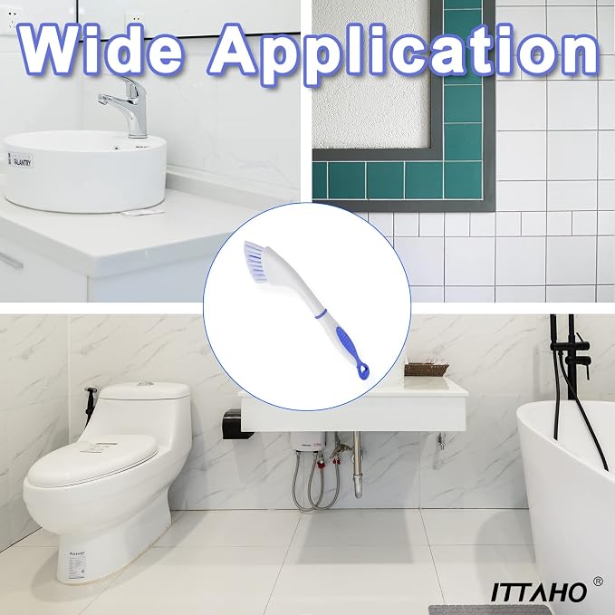 Floor Scrub Brush - 2 in 1 Deck Scrub Brush with Long Handle for Tile, Deck, Patio, Marble, Garage, Wall, Kitchen, Bathroom