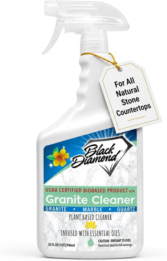 Black Diamond Stoneworks Granite Counter Cleaner: USDA Certified BIOBASED- Safe for Granite and other stone countertops. Safe for food contact formula to keep your countertops looking fresh and clean!