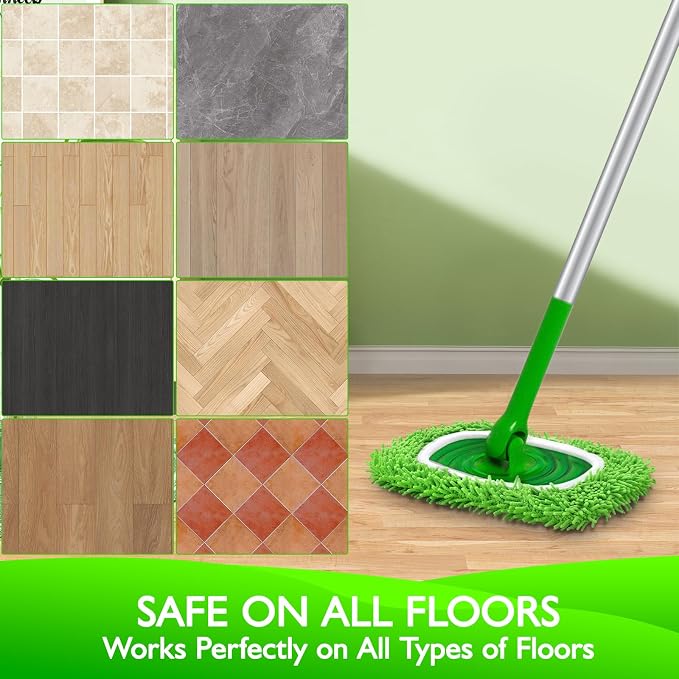 Reusable Microfiber Chenille Mop Pads for Swiffer Sweeper Mop | Washable Chenille Mop Pads, Dry Sweeping Cloths & Wet Mopping Cloths for Household Cleaning, 6 Pack (Mop is not Included)