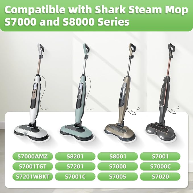 8 Pack Steam Mop Replacement Pads for Shark Steam & Scrub Mop | Washable Dirt Grip Soft Scrub Pads Compatible with Shark S8201, S8001, S8002BRN, S7001 series, For all sealed hard floors